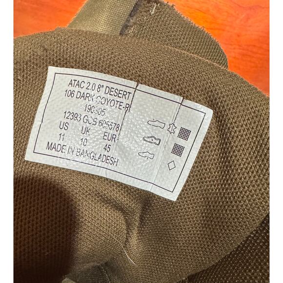 5.11 ATAC 2.0 8" Desert Dark Coyote Military Style Tactical Suede Boot Mens 11 - Picture 6 of 12